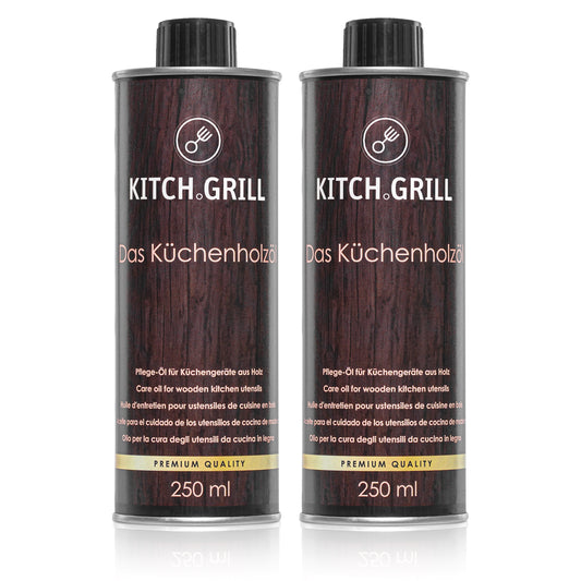 Kitch.Grill® Küchenholzöl | Pflege für Schneidebretter und hölzerne Küchenutensilien Doppelset - Kitch.Grill