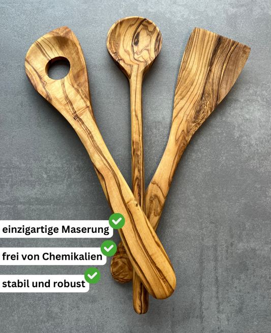 Kochbesteck-Set aus Olivenholz
